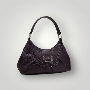 House of Dereon Shoulder Bag Purse Purple Snakeskin Patent Y2K Hobo Handbag